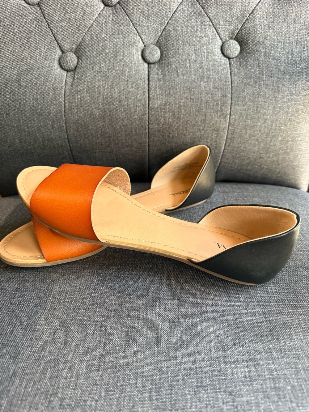 Merona Colorblock D’Orsay Flat Sandals – Orange & Black